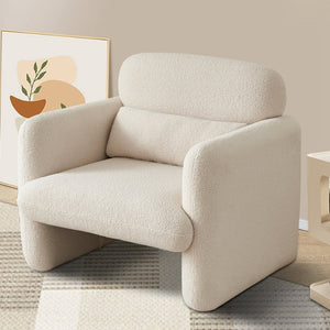 English Elm Best-selling Boucle Cloud Chair Curved Plush Accent Seat with Lumbar Pillow Included W1765106568