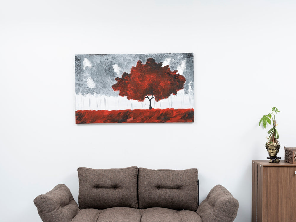 English Elm Wandela Canvas Wall Art 47"x27" Elegant Contemporary Paintings to Elevate Home Decor and Style Red B029119799