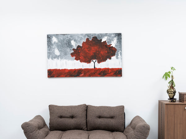 English Elm Wandela Canvas Wall Art 47"x27" Elegant Contemporary Paintings to Elevate Home Decor and Style Red B029119799