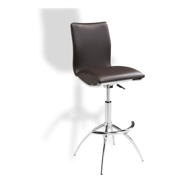 English Elm Modern Swivel Barstools Set of 2 Adjustable Pu Leather Chrome Base Kitchen Counter Brown B091119811