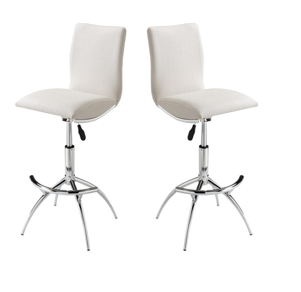 English Elm Modern Swivel Barstools Set of 2 Adjustable Pu Leather Chrome Base Kitchen Counter White Straight Grain B091119814