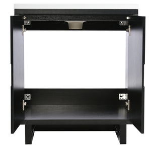 English Elm 30" Bathroom Vanity with Sink, Solid Wood Frame, Large Undersink Storage, Minimalist Elegant Design Black WF319594AAB