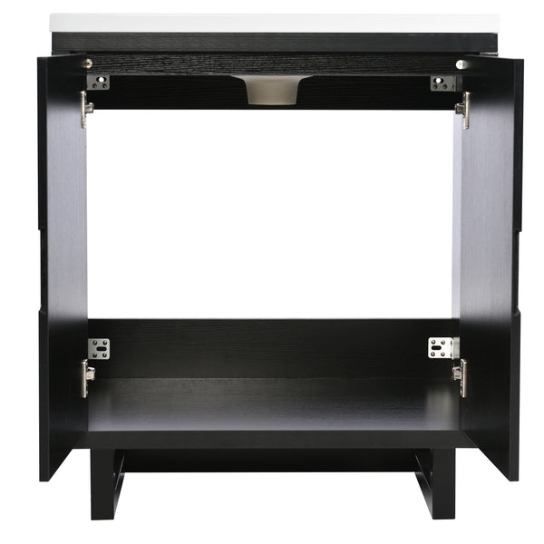 English Elm 30" Bathroom Vanity with Sink, Solid Wood Frame, Large Undersink Storage, Minimalist Elegant Design Black WF319594AAB