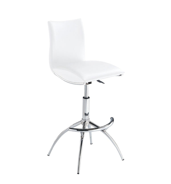 English Elm Modern Swivel Barstools Set of 2 Adjustable Pu Leather Chrome Base Kitchen Counter White Pu B091119810