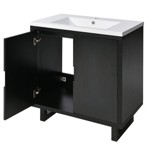 English Elm 30" Bathroom Vanity with Sink, Solid Wood Frame, Large Undersink Storage, Minimalist Elegant Design Black WF319594AAB