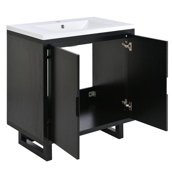 English Elm 30" Bathroom Vanity with Sink, Solid Wood Frame, Large Undersink Storage, Minimalist Elegant Design Black WF319594AAB