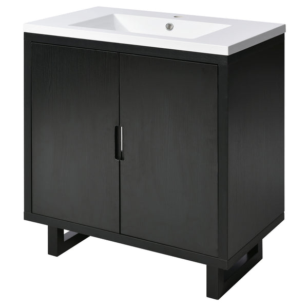 English Elm 30" Bathroom Vanity with Sink, Solid Wood Frame, Large Undersink Storage, Minimalist Elegant Design Black WF319594AAB