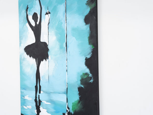 English Elm Wandela Canvas Wall Art 47"x27" Elegant Contemporary Paintings to Elevate Home Decor and Style Turquoise B029119797