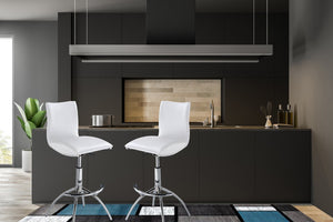 English Elm Modern Swivel Barstools Set of 2 Adjustable Pu Leather Chrome Base Kitchen Counter White Pu B091119810