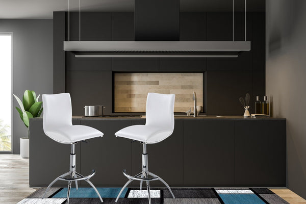 English Elm Modern Swivel Barstools Set of 2 Adjustable Pu Leather Chrome Base Kitchen Counter White Pu B091119810