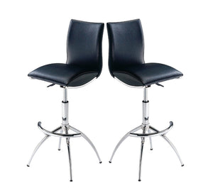English Elm Modern Swivel Barstools Set of 2 Adjustable Pu Leather Chrome Base Kitchen Counter Black And Silver B091119809