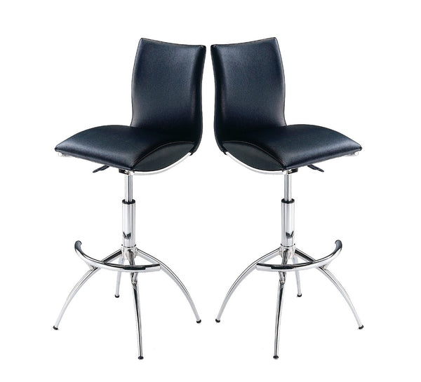 English Elm Modern Swivel Barstools Set of 2 Adjustable Pu Leather Chrome Base Kitchen Counter Black And Silver B091119809