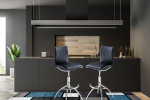 English Elm Modern Swivel Barstools Set of 2 Adjustable Pu Leather Chrome Base Kitchen Counter Black And Silver B091119809