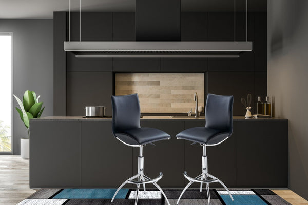 English Elm Modern Swivel Barstools Set of 2 Adjustable Pu Leather Chrome Base Kitchen Counter Black And Silver B091119809