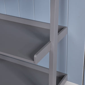 English Elm 5 Ladder Shelf Cantilevered Bookcase with Solid Wood Legs, Five Versatile Display Shelves for Home Decor Collections Grey W914111528