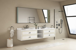 English Elm 84x 36 Inch Backlit Bathroom Mirror Anti-fog Led Vanity Wall Mount Stone Accent W1272103489
