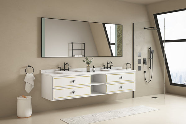 English Elm 84x 36 Inch Backlit Bathroom Mirror Anti-fog Led Vanity Wall Mount Stone Accent W1272103489