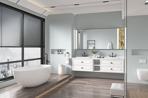 English Elm 72x 36 Inch Led Backlit Bathroom Mirror Anti-fog Touch Dimming Wall Mount Vanity Matte Black W1272103530
