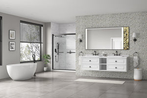 English Elm 84x 36 Inch Backlit Bathroom Mirror Anti-fog Led Vanity Wall Mount Stone Accent W1272103489