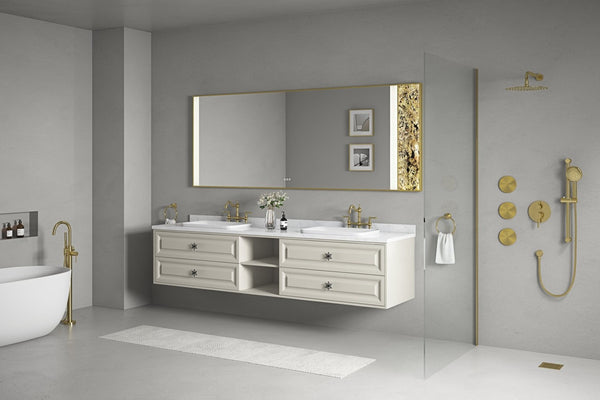 English Elm 96x36 Inch Backlit Bathroom Mirror with Anti-fog Led Perimeter Light and Memory Function W1272103533