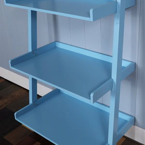English Elm 5 Ladder Shelf Cantilevered Bookcase with Solid Wood Legs, Five Versatile Display Shelves for Home Decor Collections Blue W914111529