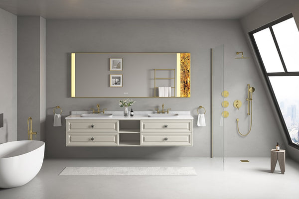English Elm 96x36 Inch Backlit Bathroom Mirror with Anti-fog Led Perimeter Light and Memory Function W1272103533