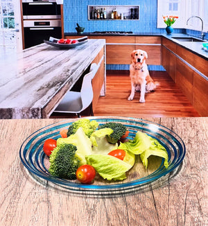 English Elm Designer Swirl 9" Plastic Dessert Plates Set Of 4 - Elegant Blue Acrylic Plates For All Occasions B095120396