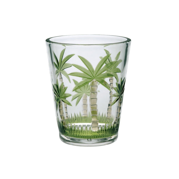 English Elm Palm Tree Design Acrylic Tumblers Set Of 4 | 15Oz Bpa-Free Drinkware For Beachy Entertaining B095120325-GIGA
