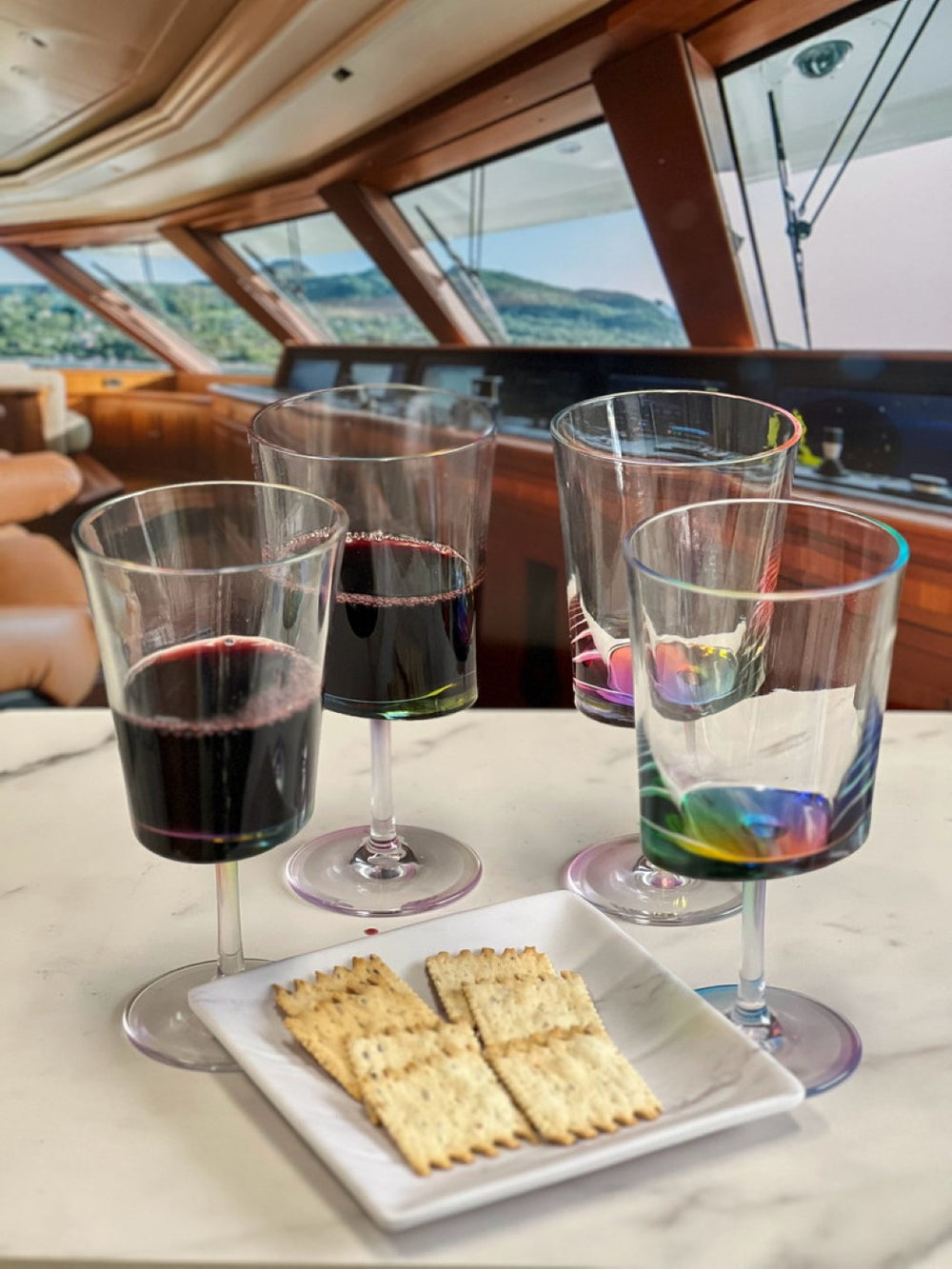 English Elm Oval Halo Acrylic Wine Glass Set Of 4 - Unbreakable, Bpa-Free 12Oz Stemmed Glasses For Every Occasion B095120344-GIGA