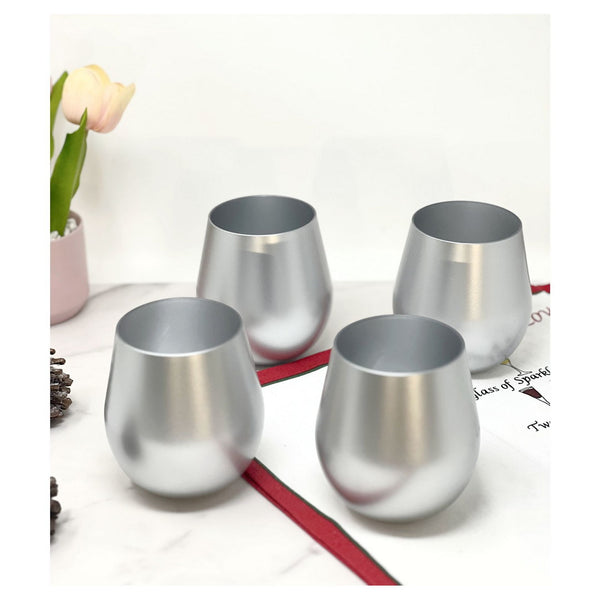 English Elm Metallic Silver Acrylic Wine Glasses Set Of 4 (18Oz) - Unbreakable, Bpa-Free, Elegant & Durable B095120324