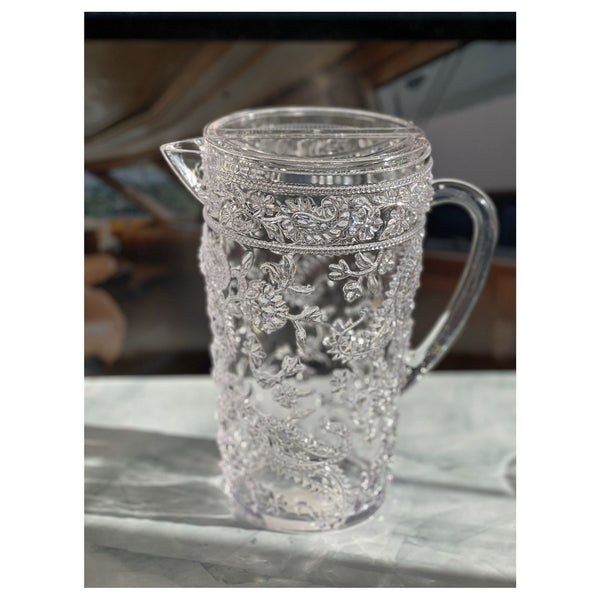 English Elm 2.5 Quart Diamond-Cut Unbreakable Pitcher with Lid — BPA-Free Acrylic, Elegant Serveware for Entertaining Clear B095120309