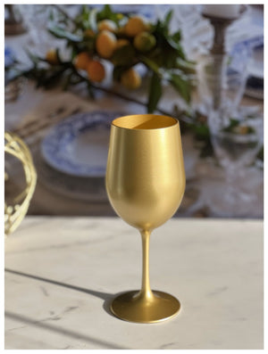 English Elm Metallic Gold Acrylic Wine Glasses Set Of 4, 12Oz Unbreakable Bpa-Free For Stylish Outdoor Events B095120319