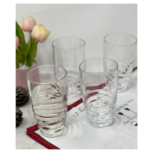 English Elm Swirl Acrylic Tumblers Set Of 4, 20Oz Shatterproof Drinkware, Stylish Bpa-Free Cocktail Glasses B095120393-GIGA