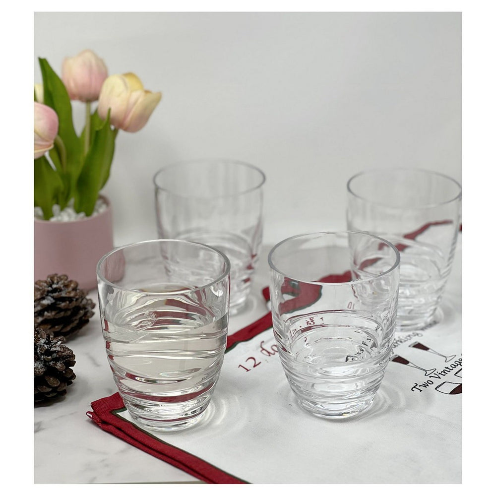 English Elm Swirl Acrylic Glasses Set Of 4 (15Oz) - Stylish, Shatterproof Drinkware For Home & Outdoor Use B095120391-GIGA