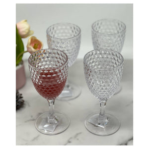 English Elm Diamond Cut Acrylic Wine Glasses Set Of 4 - Unbreakable, Bpa-Free, Elegant 12Oz Stemmed Glasses B095120378