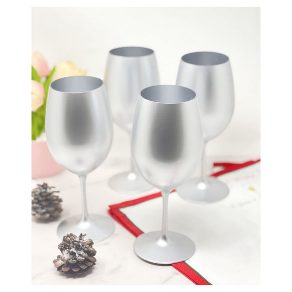 English Elm Metallic Silver Wine Glasses Set Of 4 (20Oz) – Unbreakable Bpa-Free Acrylic For Stylish Entertaining B095120322