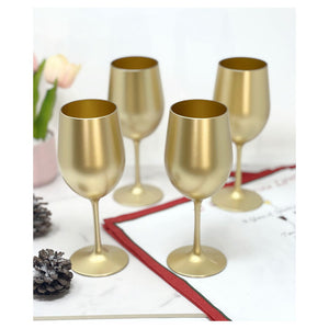 English Elm Metallic Gold Acrylic Wine Glasses Set Of 4, 12Oz Unbreakable Bpa-Free For Stylish Outdoor Events B095120319