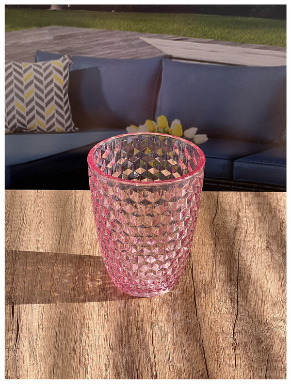 English Elm Diamond Cut Acrylic Glasses Set Of 4 (12Oz) - Elegant, Shatter-Resistant Drinkware, Bpa-Free! B095120374