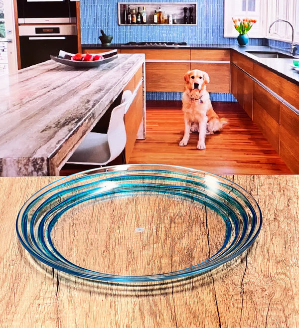 English Elm Designer Swirl 9" Plastic Dessert Plates Set Of 4 - Elegant Blue Acrylic Plates For All Occasions B095120396