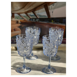 English Elm Paisley Acrylic Wine Glasses Set Of 4, 13Oz Unbreakable Bpa-Free, Stylish & Dishwasher Safe Drinkware B095120388-GIGA