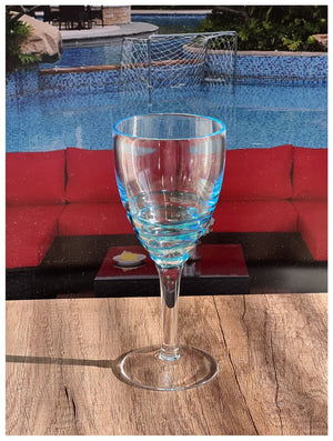 English Elm Swirl Plastic Wine Glasses Set of 4 12oz - BPA-Free Acrylic, Unbreakable Stemware, Dishwasher Safe Elegance Blue B095120394