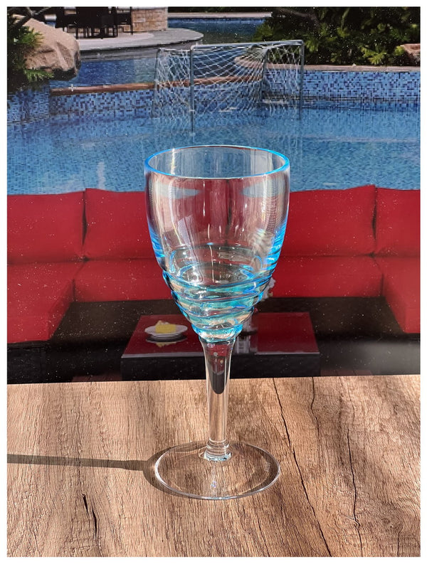 English Elm Swirl Plastic Wine Glasses Set of 4 12oz - BPA-Free Acrylic, Unbreakable Stemware, Dishwasher Safe Elegance Blue B095120394