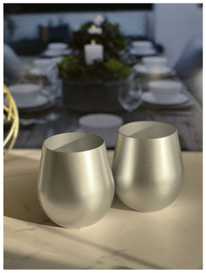 English Elm Metallic Silver Acrylic Wine Glasses Set Of 4 (18Oz) - Unbreakable, Bpa-Free, Elegant & Durable B095120324