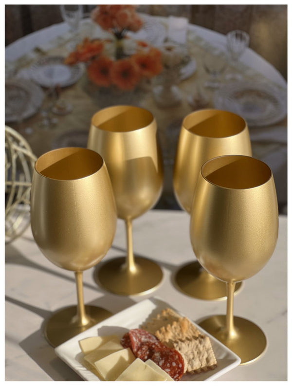 English Elm Metallic Gold Stemmed Wine Glasses Set Of 4 – Unbreakable, Bpa-Free, Perfect For Any Occasion! B095120321