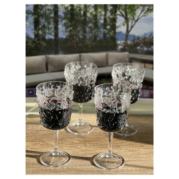 English Elm Paisley Unbreakable Acrylic Wine Glass Set Of 4 - 13Oz, Bpa-Free, Elegant For Indoor & Outdoor Use B095120387-GIGA