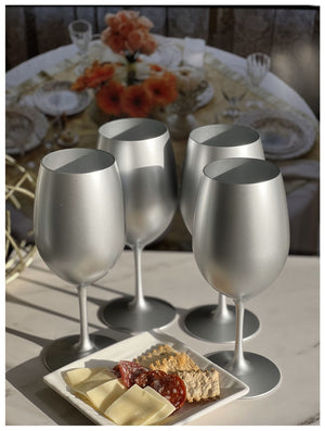 English Elm Metallic Silver Wine Glasses Set Of 4 (20Oz) – Unbreakable Bpa-Free Acrylic For Stylish Entertaining B095120322