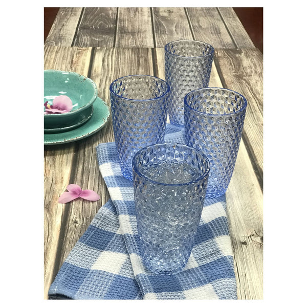 English Elm Diamond Cut Acrylic Drinking Glasses Set Of 4, 19Oz Tumblers - Stylish, Bpa-Free, Shatter-Resistant! B095120376