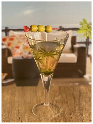 English Elm Palm Tree V-Shaped Acrylic Wine Glasses Set Of 4 (14Oz) - Unbreakable, Bpa-Free Drinkware For Entertaining B095120399-GIGA