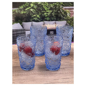 English Elm Paisley Acrylic Drinking Glasses Set Of 4 - 17Oz Hi-Ball Tumblers, Bpa-Free, Shatter-Resistant Style! B095120385-GIGA