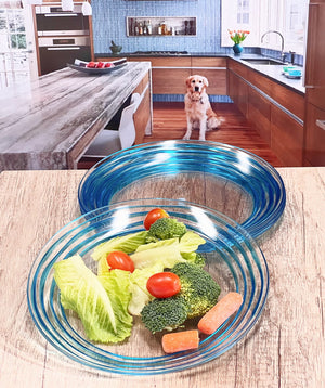 English Elm Designer Swirl 9" Plastic Dessert Plates Set Of 4 - Elegant Blue Acrylic Plates For All Occasions B095120396